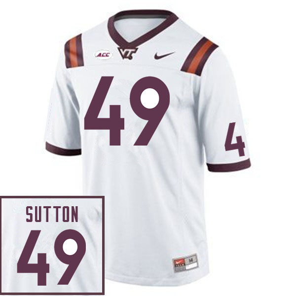 Men #49 Latrell Sutton Virginia Tech Hokies College Football Jerseys Sale-White
